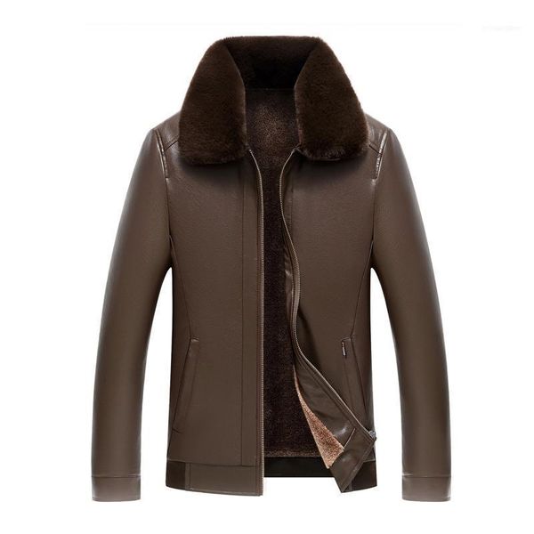 

men's fur & faux mens pu jackets outwear leather thick warm coat men jacket male winter autumn and coats1, Black