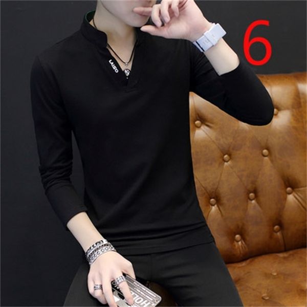 

men's t-shirts long-sleeved t-shirt male slim korean version the trend of cotton wild sweater thin section shirt 21al, White;black