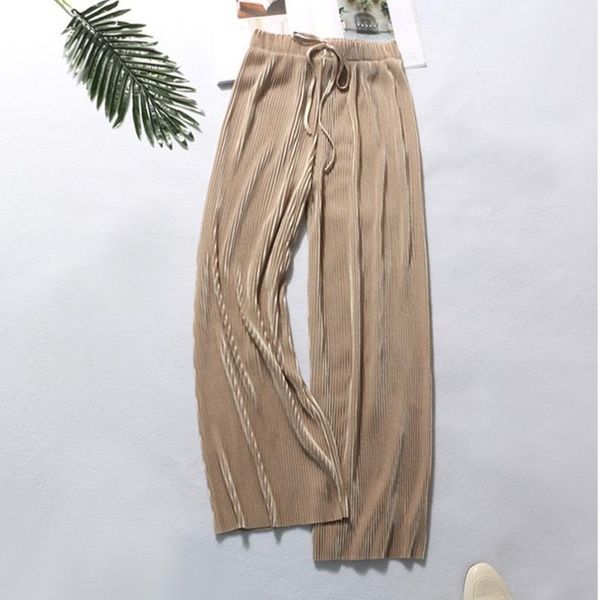 

women's pants & capris pleated wide-leg for women tall waist woman pant slacks chiffon ice nine-minute, Black;white