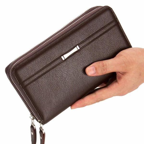 

wallets men with coin pocket long zipper purse for clutch business male wallet double vintage large, Red;black