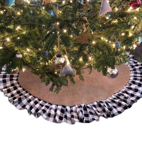 

christmas decorations merry tree skirt pleated plaid apron holiday party 2021 arrivals