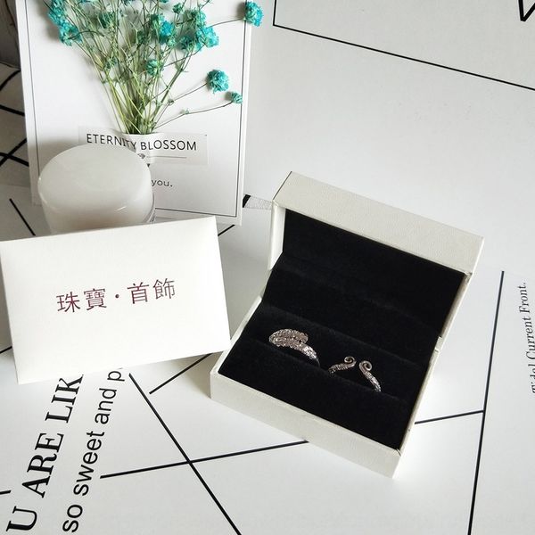 

2d6c hengchuangyuan storage necklace white necklace packaging boxes packing ring earring jewelry boxes jewelry storage, Black;white