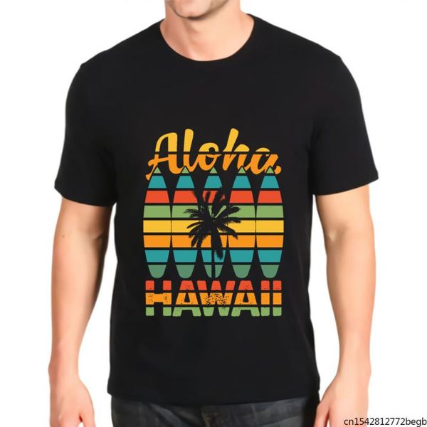 

men's t-shirts hawaiian surfboard retro aloha hawaii t shirt, White;black
