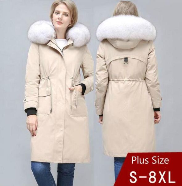 

women's fur & faux winter 2021 real coat for women genuine mink big collar detachable parka overcoat jacket warm, Black