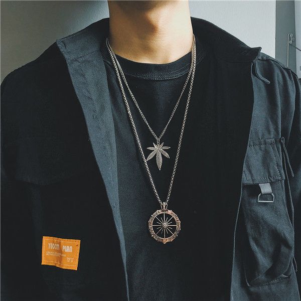 

2021 necklace men's hip hop chain pendant fashion croxin accessories hiphop double layer earth cool, Silver