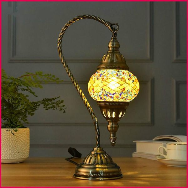 

table lamps mediterranean style art deco desk lamp turkish mosaic handcrafted glass romantic bed light decoration bedroom