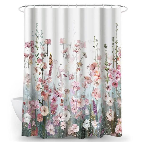 

shower curtains cilected nordic ins plant flower printing curtain polyester thin waterproof and mildewproof bathroom decoration