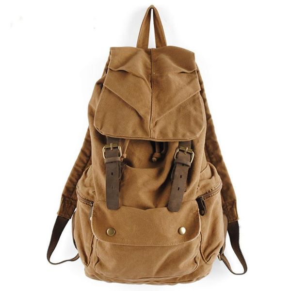 

backpack men's women's vintage canvas leather cotton bag rucksack mountaineering book school casual backpacks