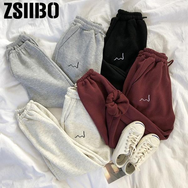 

women's pants & capris zsiibo women spring embroidery elastic high waist ladies trousers loose casual beam feet femme sweatpants, Black;white