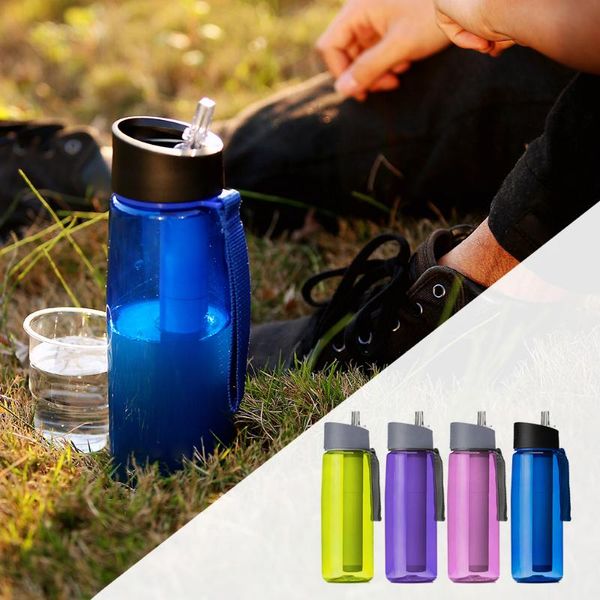 

water bottle 650ml outdoor filter filtration purifier for camping hiking traveling