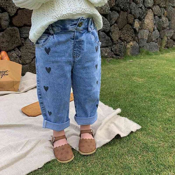 

spring baby kids printed jeans korean style soft elastic denim pants toddlers children casual trousers, Blue