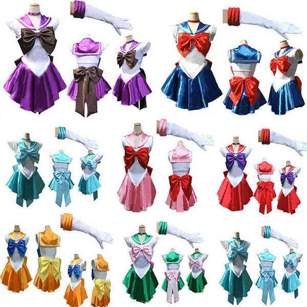 Pretty Guardian Sailor Japanischer Cartoon-Film Cosplay Mädchen Mercury Moon Mars Kleid Pretty Soldier Sailor Y0903