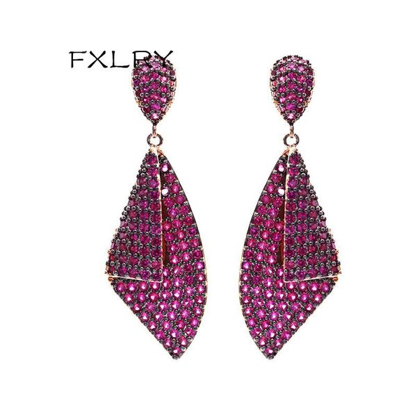

dangle & chandelier fxlry elegant cubic zirconia fashion simple red cz drop earring for women jewelry, Silver