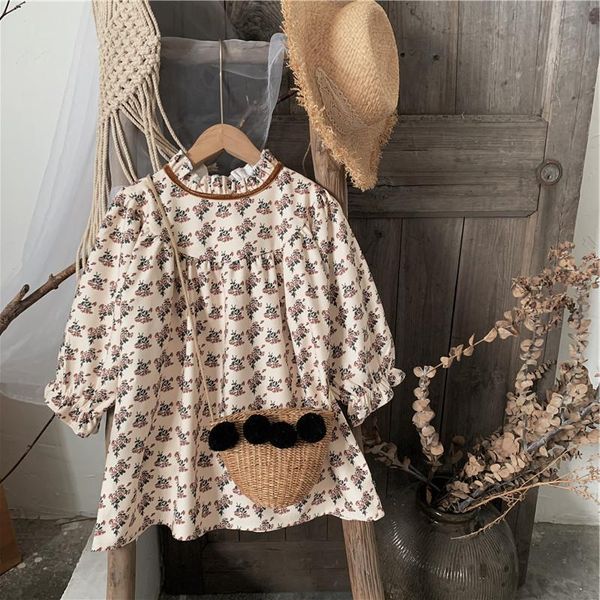

girl's dresses 2021 kids dress for girls spring autumn toddler long sleeve floral up baby korean cute style children clothing, Red;yellow