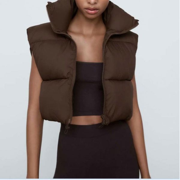 

PROPCM Brown Coats Women Khaki Short Loose Casual Cotton Jacket Vest Black Street Fashion Autumn Winter Women's Clothing Solid Color Clothes