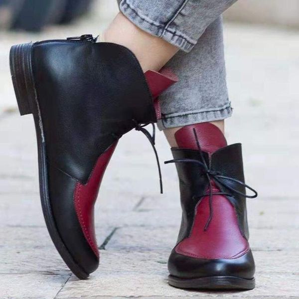 

boots doratasia arrival ladies mature dress concise mixed-color ankle women 2021 casual low heel shoes woman, Black