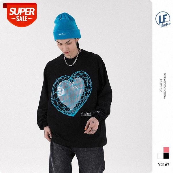 

lawfoo men's wear frame love printed loose long sleeve t-shirt #u33g, White;black