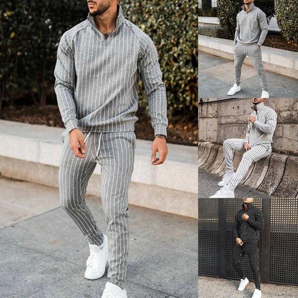 

men's tracksuits 2021 body-building sportswear suit tracksuit casual active zipper outwear training clothes male sets, Gray