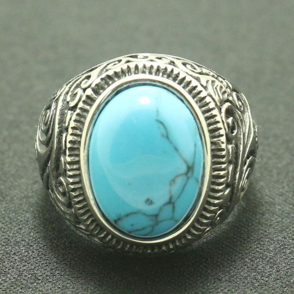 

cluster rings cool mens 316l stainless steel elliptical ring with polishing stone, Golden;silver