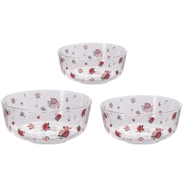 

3pcs exquisite glass bowls delicate salad rice bowl serving