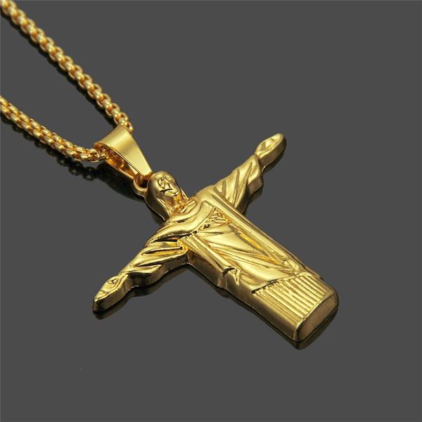 

pendant necklaces 1pc street fashion vintage jesus necklace hip hop personality men's accessories support a generation, Silver