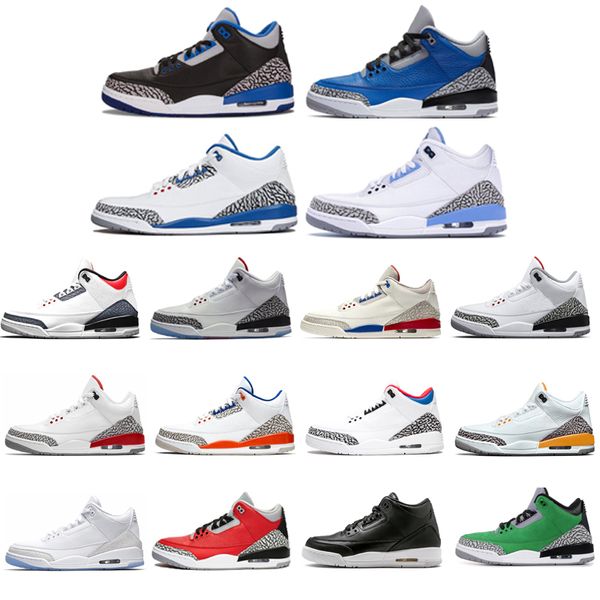 

jumpman 3 men basketball shoes pure white true blue red cement knicks rivals katrina fire backboard sport sneaker size 40-46, Black