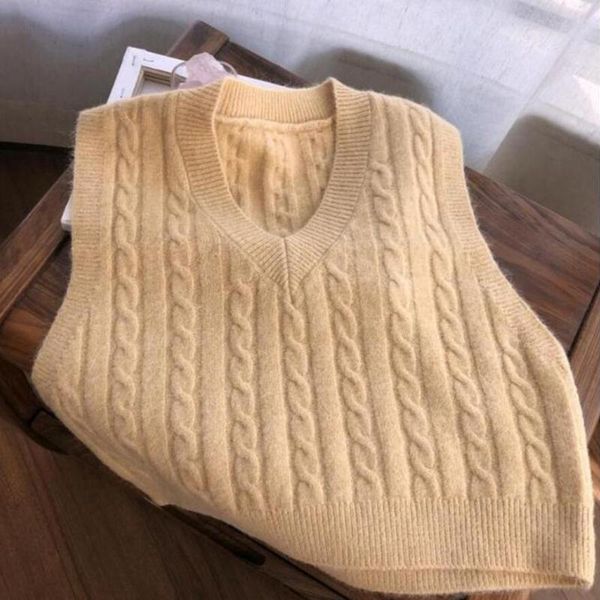 

women's vests vest women autumn winter short knitted sweater ladies v-neck pullover teenager girls waistcoat female coat pull femme, Black;white