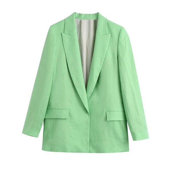 

women's suits & blazers 2021 fashion casual solid color long-sleeved linen blazer with printed cuffs, White;black