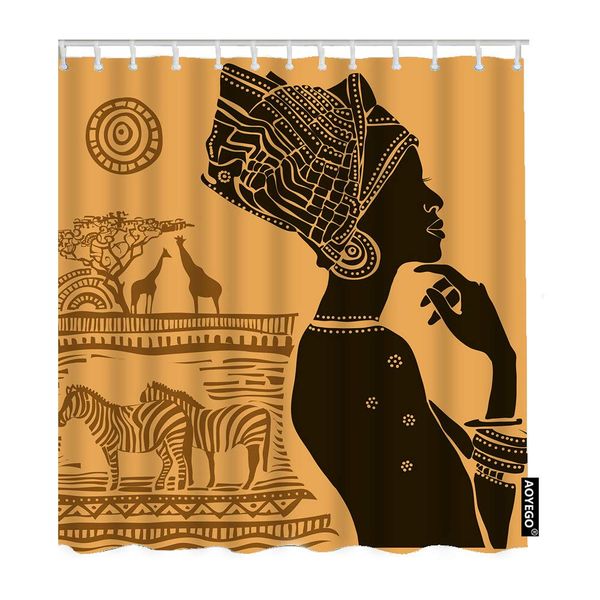 

african woman bathroom curtains brown black africa animal zebra giraffe shower curtains 72x84 inch home long polyester fabric