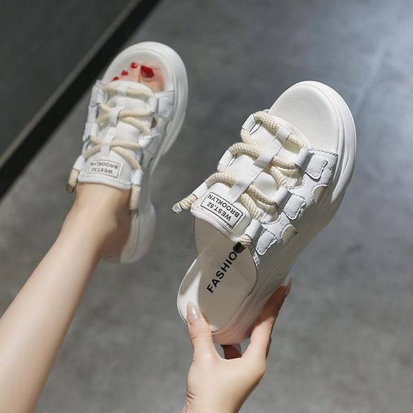 

slippers sandals and for outer wear, fashionable versatile summer 2021 women's shoes platform sports, Black