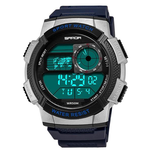 

watches men's multifunctional digital waterproof trend junior high school outdoor sports female electronic watch sport wristwatches, Slivery;brown