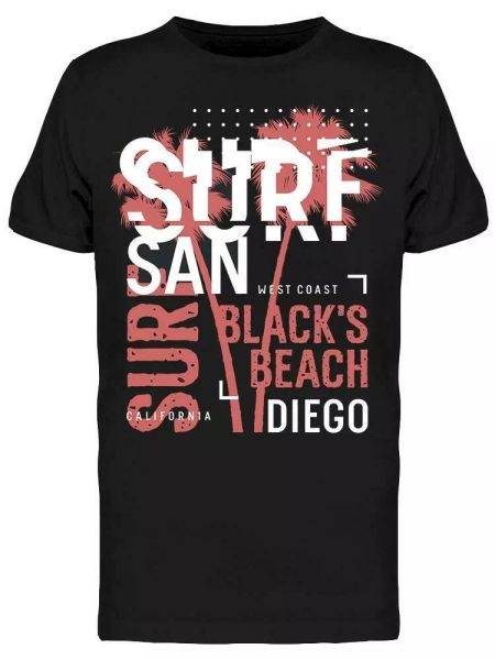 

Surf, Black's Beach Diego Tee Men's -Image by Shutterstock, White;black