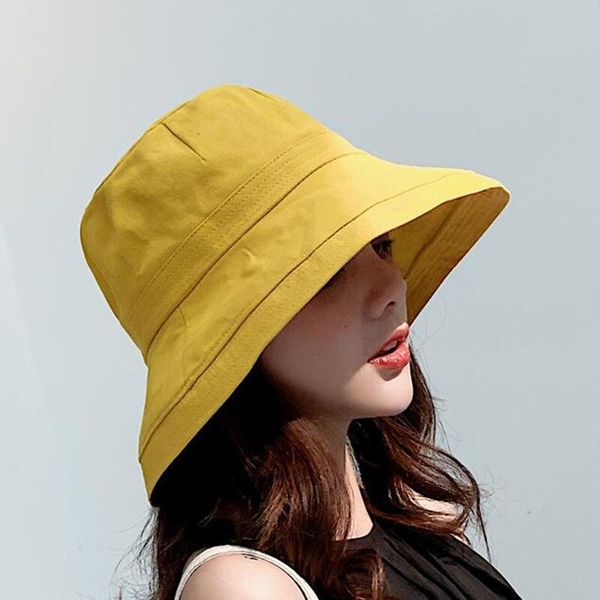 

summer sun hat women fashion uv protection cap ladies wide brim beach bucket hats female cotton foldable chapeu, Blue;gray