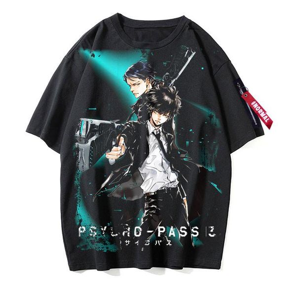 

men's t-shirts 2021 eucosm psycho-pass sinners of the system black t-shirt men and women anime shirt loose trend, White;black