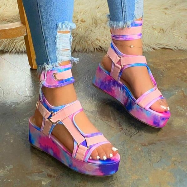 

women's shoes fashion casual color belt ankle thick bottom comfortable all-match summer sandals 7kg106, Black