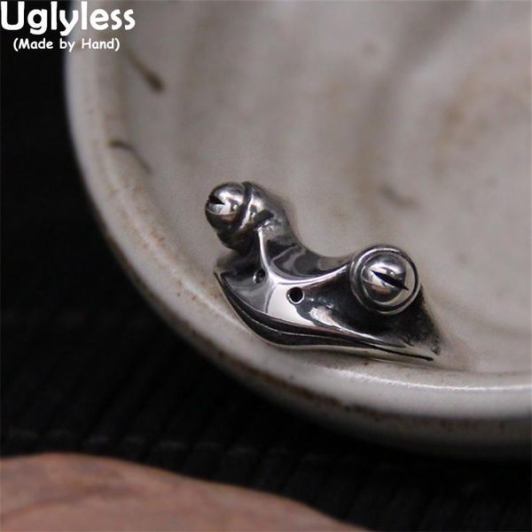 

cluster rings uglyless arrogant mr frog for men women good luck animals jewelry glossy 925 silver sleeping frogs hibernated, Golden;silver