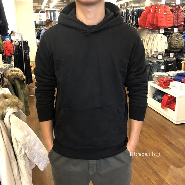 

brand hoodie gap counter men's autumn new solid color pullover hooded thin cashmere fleece sweater 366981, Black