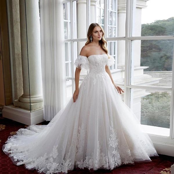 

other wedding dresses romantic removable short sleeve strapless dubai saudi arabic ball gown dress floral appliques tulle bridal gowns, White
