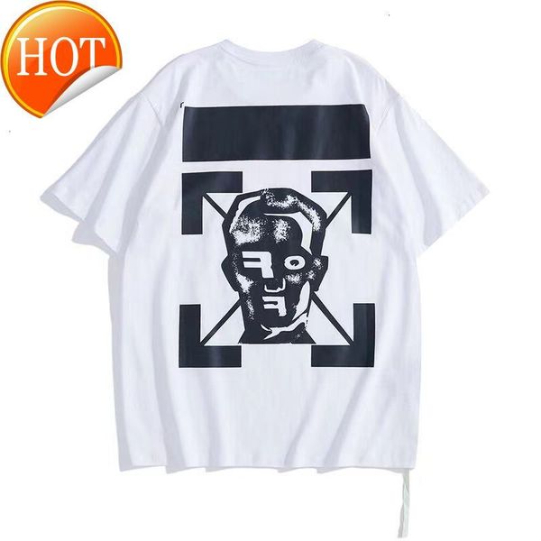 

fashion brand off short 21ss sleeve t-shirt men's and women's new head arrstyle print lovers half, White;black