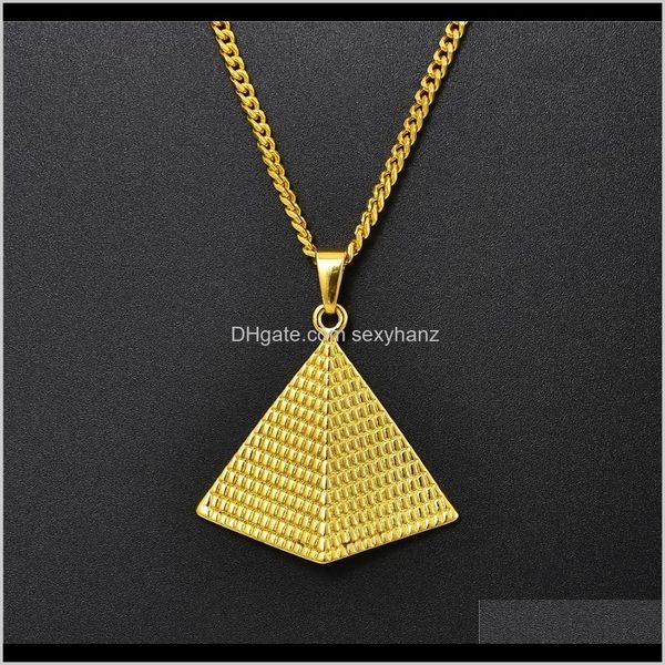 

& pendants jewelryunique design mens hip hop jewelry triangle pyramid pendant necklace fashion 60cm long chains personality punk necklaces f, Silver