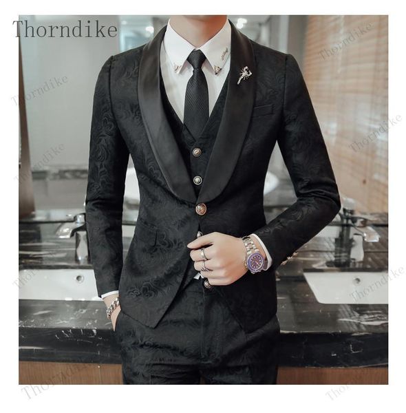 

men's suits & blazers thorndike 2021 mens jacquard customized slim men wedding suit groom tuxedos groomsman jacket+pants+vest, White;black