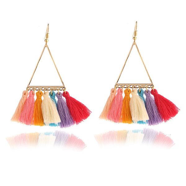 

studs earrings fashion women bohemian fan wool tassel pendant accessories, Golden;silver