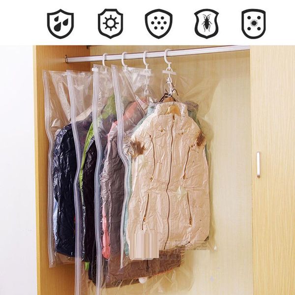 

storage boxes & bins side pull hanging clothes compression bag transparent pumping vacuum pump wardrobe cloth organizer
