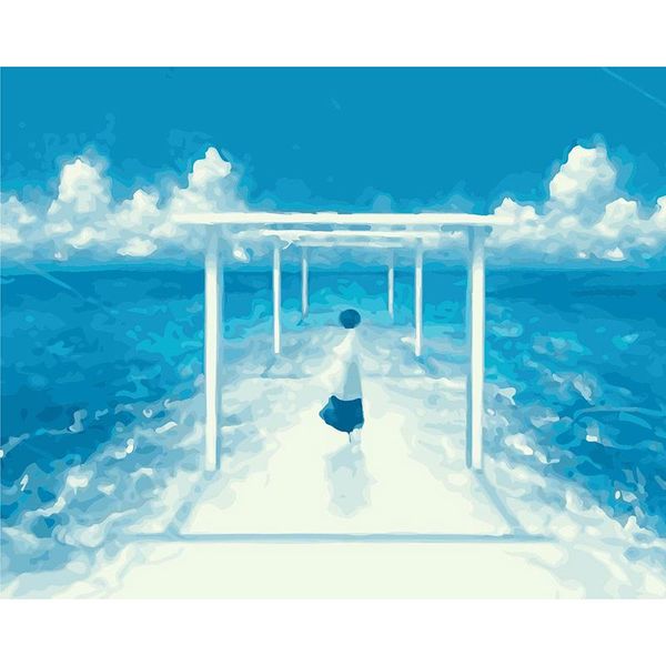 

paintings diy painting by numbers seaside scape girl abstract acrylic oil on canvas decoracion home decoration 40x50cm
