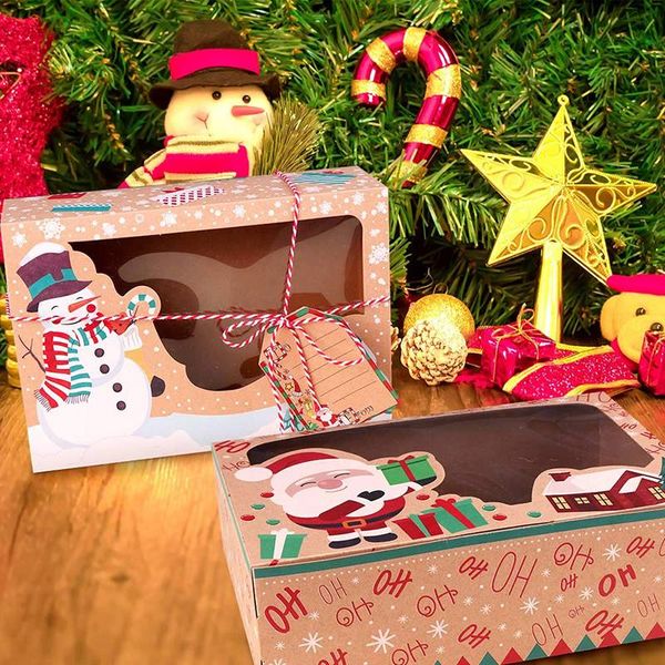 

gift wrap 3/6/12pcs/pack christmas cookie boxes bakery european style kraft paper box large candy