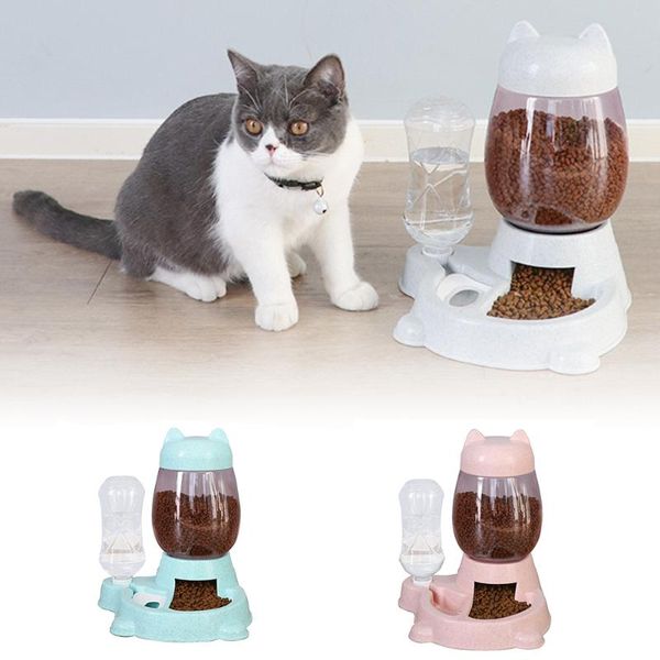 

cat bowls & feeders 2.2l pet dog automatic feeder bowl for dogs drinking water 528 ml bottle kitten slow feeding container supplies