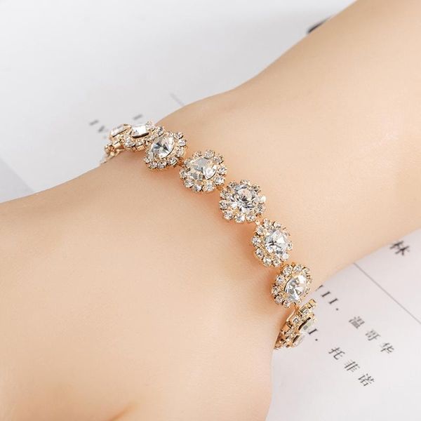 

charm bracelets romantic crystal snowflake bracelet cubic zirconia cz zircon for women girls xmas year gift, Golden;silver
