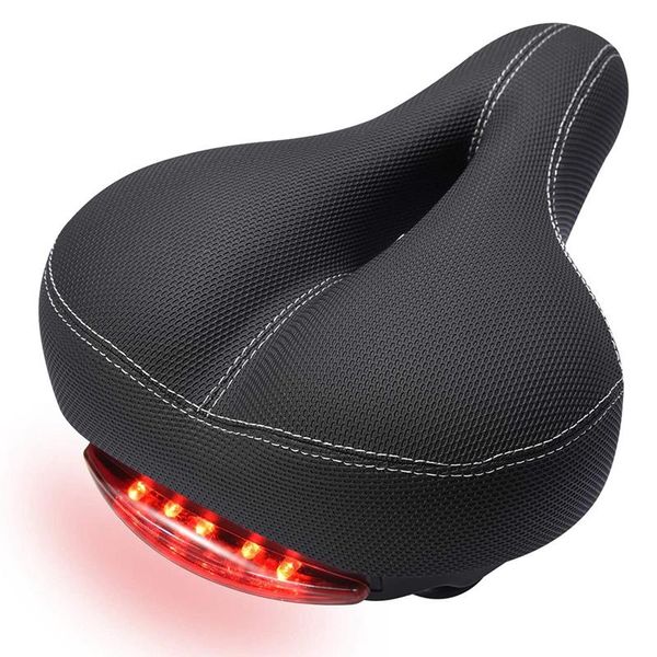 

bike saddles comfortable men women seat,wide bicycle saddle,tail lights,waterproof,soft breathable double spring design