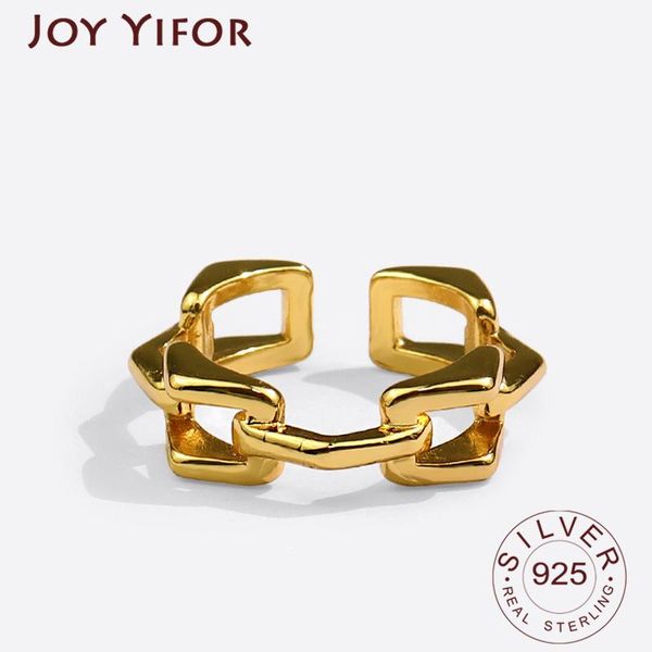 

cluster rings minimalist 925 sterling silver width for women fashion creative hollow geometric handmade party jewelry gifts, Golden;silver