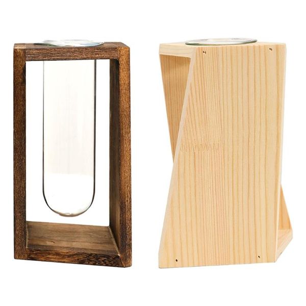 

planters & pots wooden hydroponic vase glass test tube flower rack deskplant terrarium for plants home office el garden decor